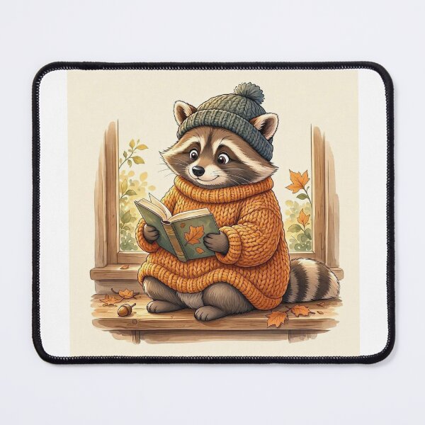 Item preview, Cozy Woodland Raccoon Reading by the Window | Cute Autumn Animal designed and sold by vigzhifushions.