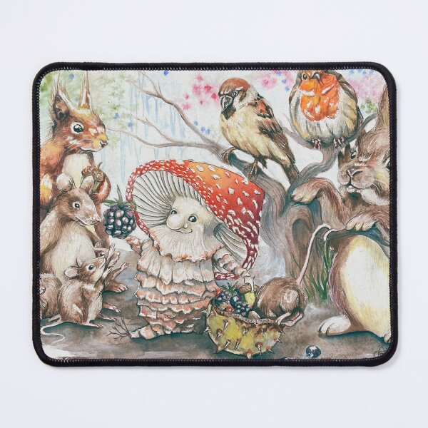 Item preview, Nostalgic Christmas Mushroom with Woodland Animals – Vintage Forest Holiday Art designed and sold by SaskiaFranken.