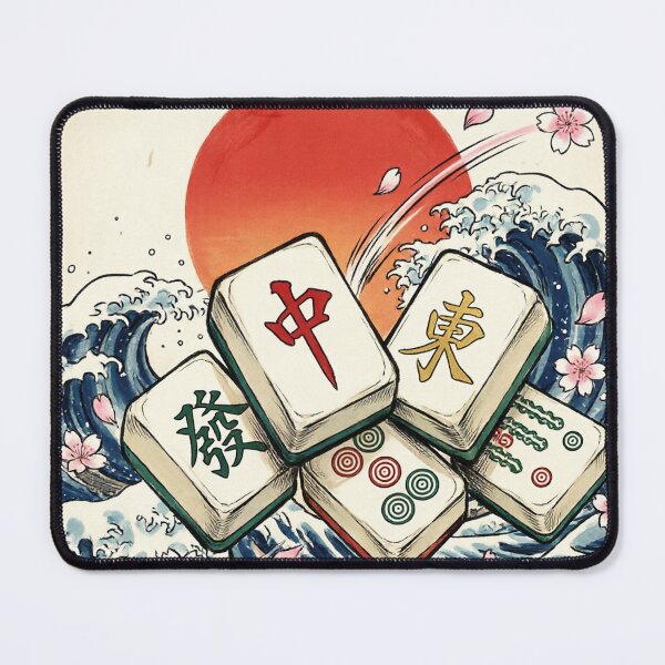Item preview, Ukiyo e Mahjong Wave - Japanese Great Wave Riichi Mahjong Tiles Art designed and sold by inkaylindesign.