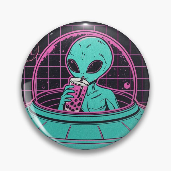 Item preview, Retro Alien Drinking Bubble Tea Synthwave designed and sold by Tee-Pulse.