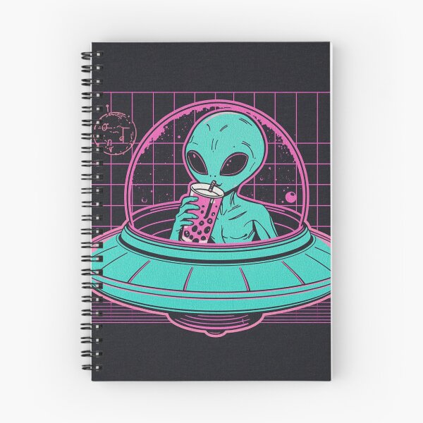 Item preview, Retro Alien Drinking Bubble Tea Synthwave designed and sold by Tee-Pulse.