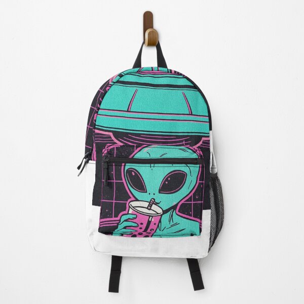 Item preview, Retro Alien Drinking Bubble Tea Synthwave designed and sold by Tee-Pulse.