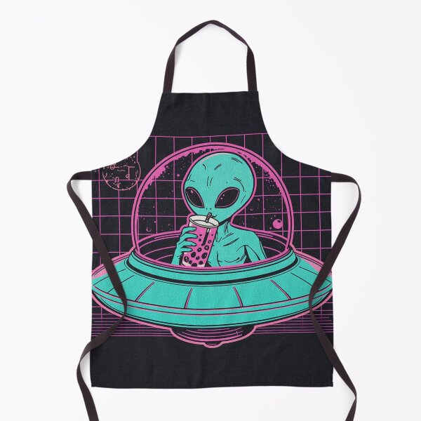 Item preview, Retro Alien Drinking Bubble Tea Synthwave designed and sold by Tee-Pulse.