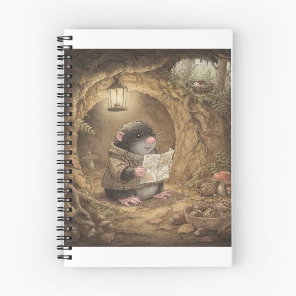 Item preview, Mole Folk Reading a Map by Lantern in a Root Tunnel Storybook Art designed and sold by PictorialWhimsy.