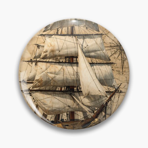Item preview, Vintage Sailing Ship with Compass – Antique Nautical Adventure Art Print designed and sold by Kaleidoscope Print.