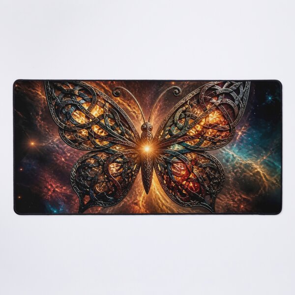 Item preview, Celestial Celtic Butterfly Wall Art | Fire Nebula Metallic Wings Digital Print | Cosmic Galaxy Poster designed and sold by EWPrints.