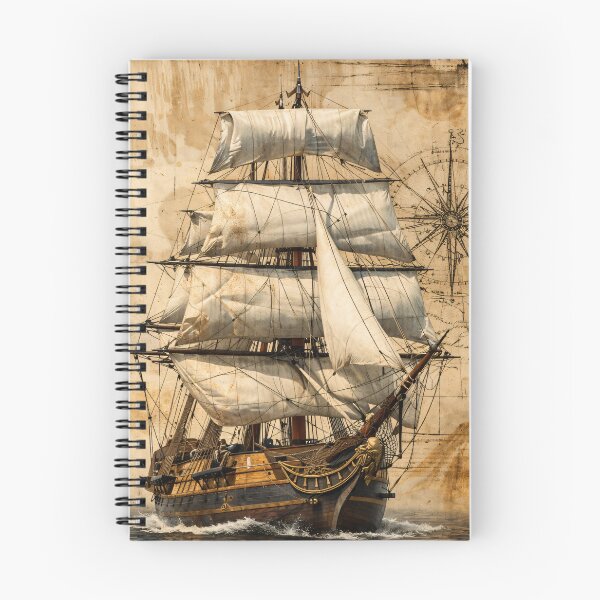 Item preview, Vintage Sailing Ship with Compass – Antique Nautical Adventure Art Print designed and sold by Kaleidoscope Print.