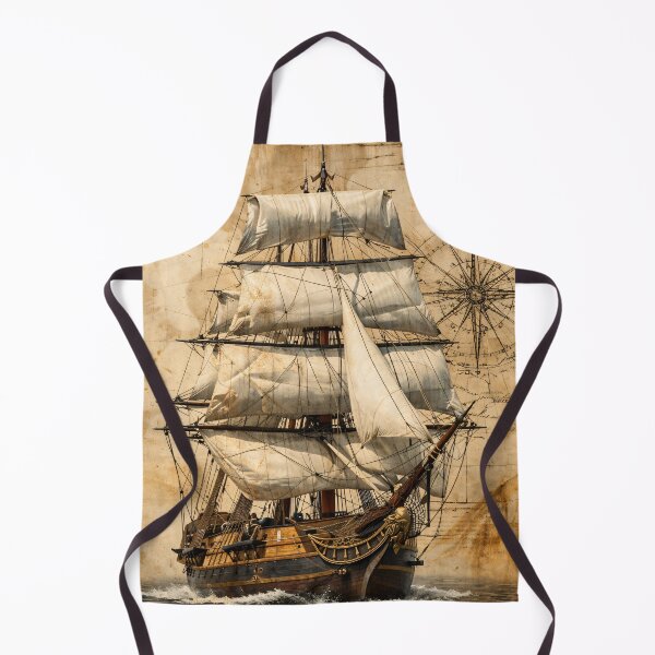 Item preview, Vintage Sailing Ship with Compass – Antique Nautical Adventure Art Print designed and sold by Kaleidoscope Print.