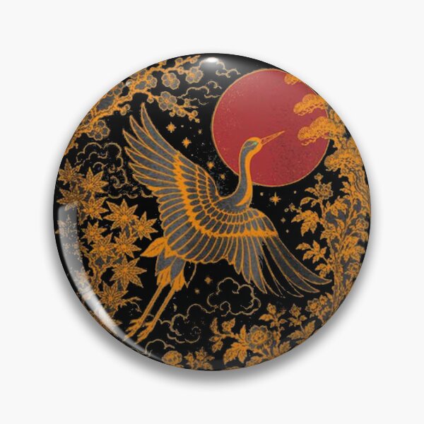 Item preview, Japanese Crane Retro Red Sun designed and sold by roartusa.