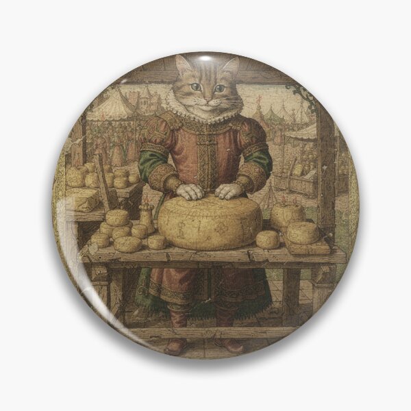 Item preview, Medieval Cat Cheesemonger Guarding a Great Wheel of Cheese Manuscript Art designed and sold by PictorialWhimsy.