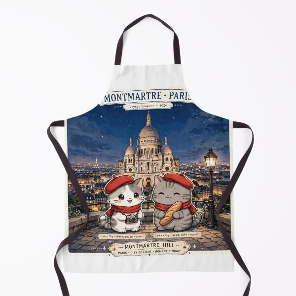 Item preview, Montmartre Night - Freda and Junior Red Berets Paris Travel Poster designed and sold by MAISON SYLVIE.