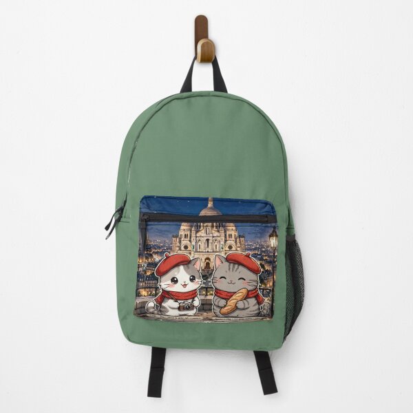 Item preview, Montmartre Night - Freda and Junior Red Berets Paris Travel Poster designed and sold by MAISON SYLVIE.