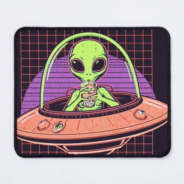Item preview, Cute Alien in UFO Boba Tea Lover designed and sold by Tee-Pulse.