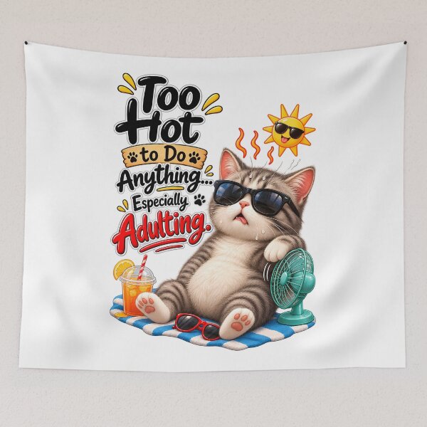 Item preview, Too Hot to Do Anything – Funny Summer Cat designed and sold by HoMya.