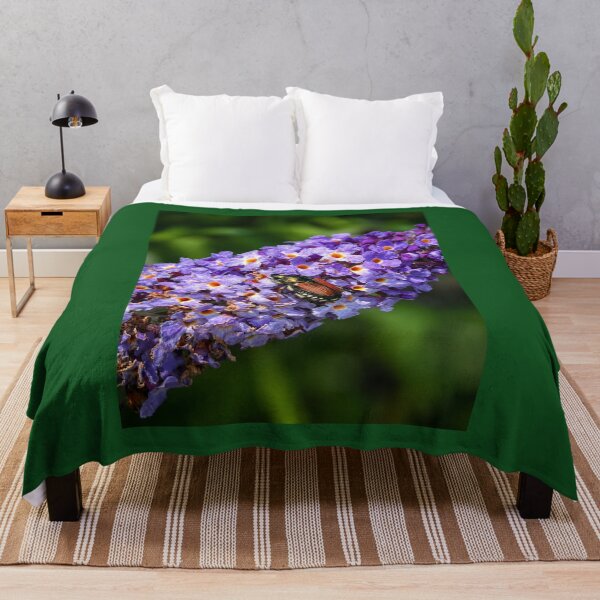 Item preview, Japanese beetle on purple flowers designed and sold by Astute-Artio-Photography.