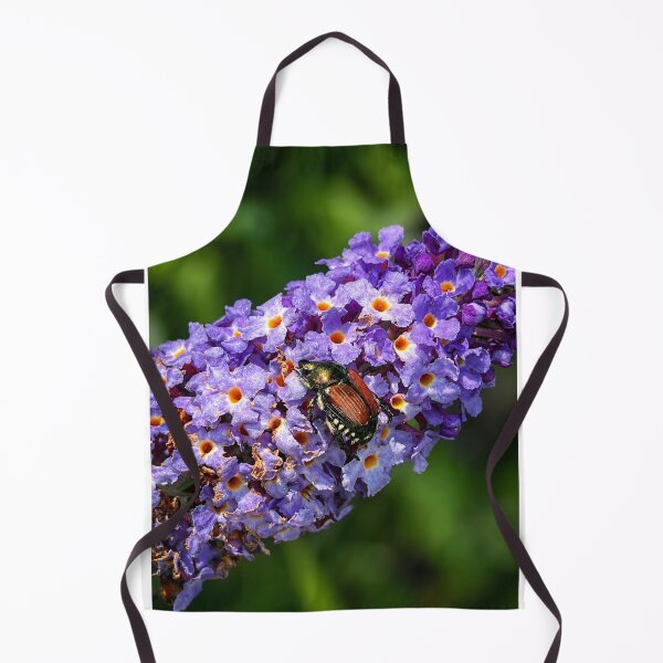 Item preview, Japanese beetle on purple flowers designed and sold by Astute-Artio-Photography.