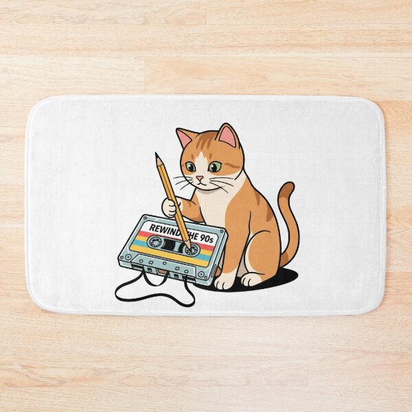 Item preview, Cute Cat Rewinding 90s Cassette Tape With Pencil designed and sold by Rare By Hero.