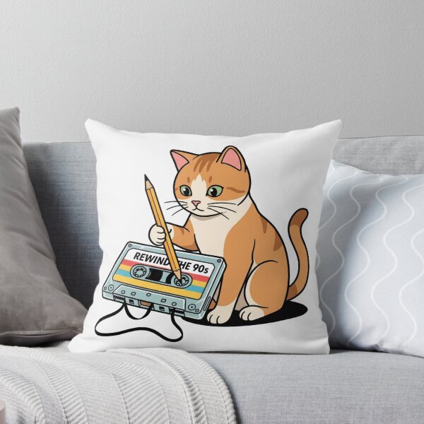 Item preview, Cute Cat Rewinding 90s Cassette Tape With Pencil designed and sold by Rare By Hero.