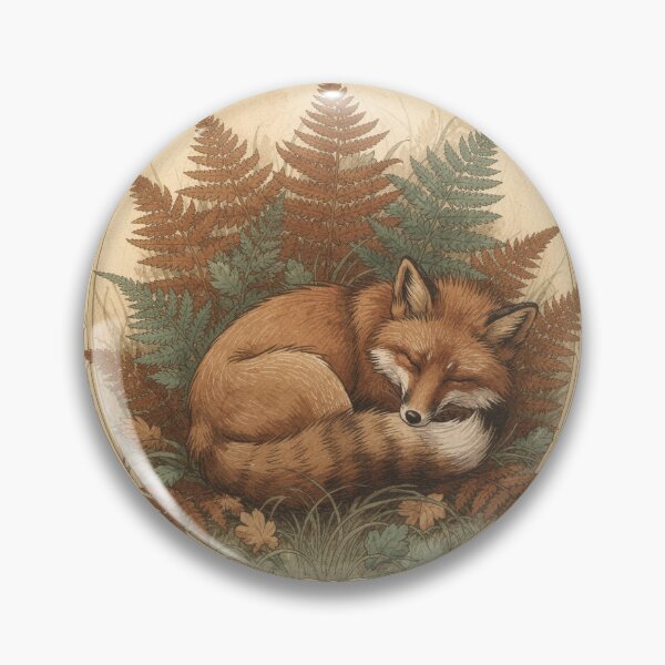 Item preview, Art Nouveau Fox Among Autumn Ferns in Gold Wall Decor designed and sold by PictorialWhimsy.