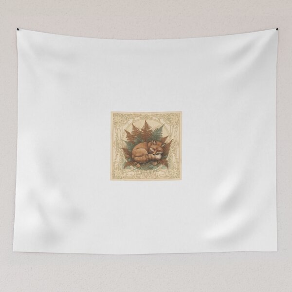 Item preview, Art Nouveau Fox Among Autumn Ferns in Gold Wall Decor designed and sold by PictorialWhimsy.