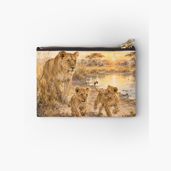 Item preview, Lioness and Two Cubs at Sunrise - Portrait designed and sold by Island Pace Design.