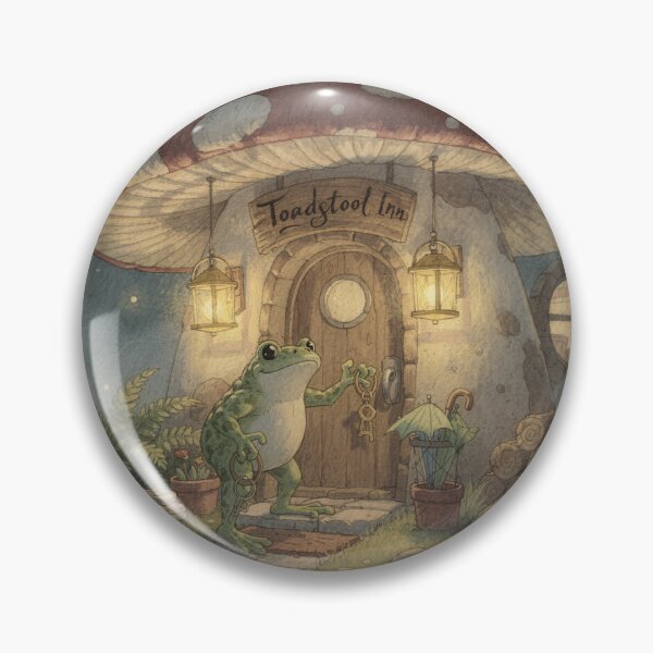 Item preview, Toad Innkeeper Lighting Lanterns at the Mushroom Tavern Cottagecore Art designed and sold by PictorialWhimsy.