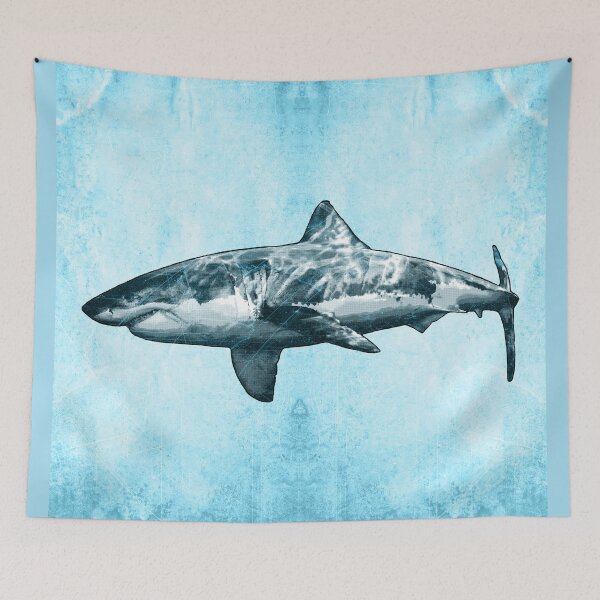 Item preview, Great White Shark in Blue High Contrast Etched designed and sold by Ghoul Enterprises.