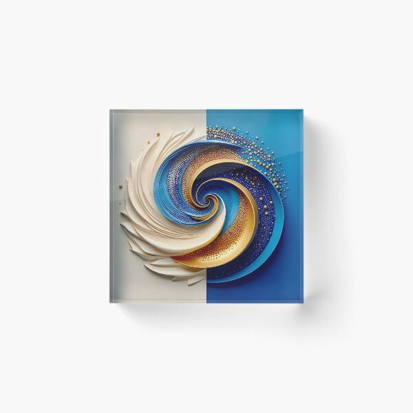Item preview, Swirling Dual Toned Mandala in White and Blue designed and sold by Vicky Brago-Mitchell®.