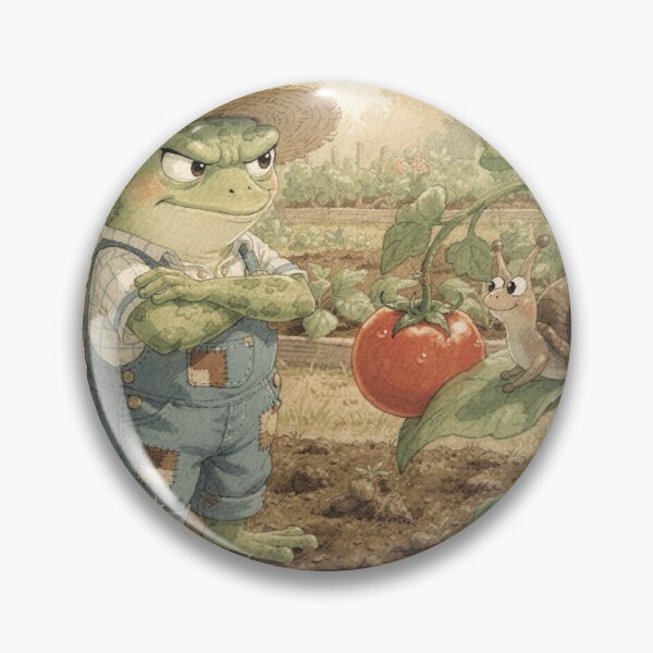 Item preview, Frog Gardener Arguing With a Snail Over the Last Ripe Tomato Cottagecore Art designed and sold by PictorialWhimsy.