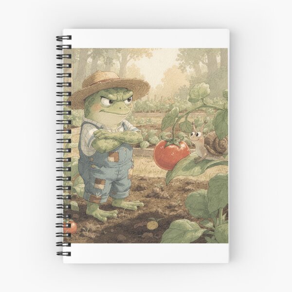 Item preview, Frog Gardener Arguing With a Snail Over the Last Ripe Tomato Cottagecore Art designed and sold by PictorialWhimsy.