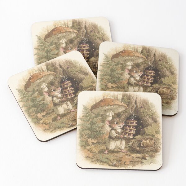 Item preview, Shrew Folk Carrying a Wobbling Stack of Berry Pies Storybook Art designed and sold by PictorialWhimsy.