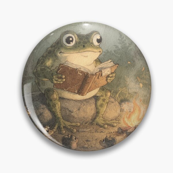 Item preview, Toad Storyteller Reading to a Circle of Tadpoles by Firelight Cottagecore Art designed and sold by PictorialWhimsy.