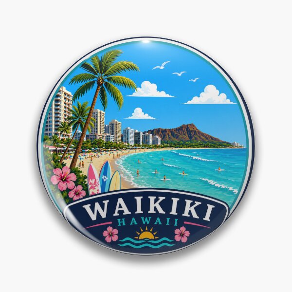 Item preview, Waikiki, Hawaii - Beach & Diamond Head designed and sold by Myra365Art.