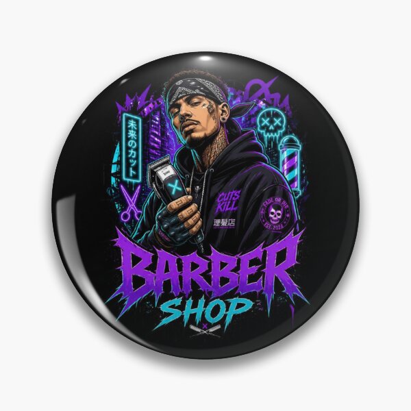 Item preview, Cyberpunk Anime Barber Shop Neon Streetwear Art designed and sold by Barber MD Culture.