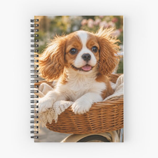 Item preview, Cavalier King Charles Spaniel Puppy on a Bicycle  designed and sold by Wild Bloom Paws.