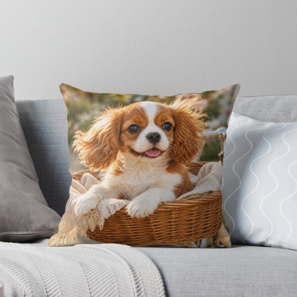 Item preview, Cavalier King Charles Spaniel Puppy on a Bicycle  designed and sold by Wild Bloom Paws.