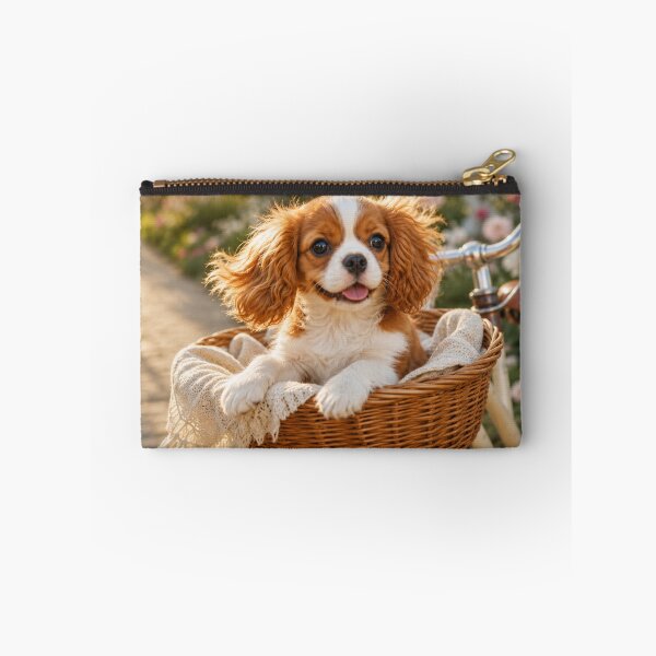 Item preview, Cavalier King Charles Spaniel Puppy on a Bicycle  designed and sold by Wild Bloom Paws.