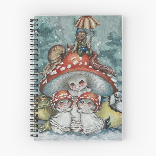 Item preview, Mother Fly Agaric Mushroom Family – Whimsical Winter Woodland Christmas Art designed and sold by SaskiaFranken.