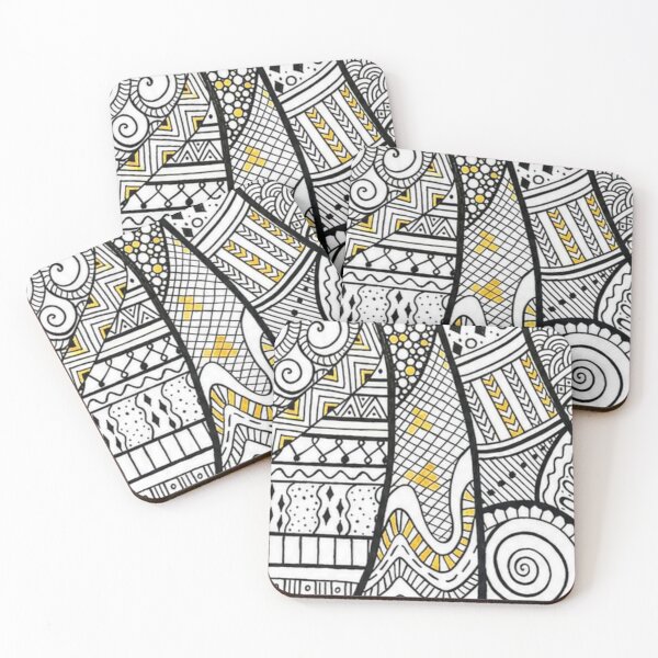 Item preview, Structured Chaos – Black, White and Gold Doodle Art designed and sold by 4Magic.