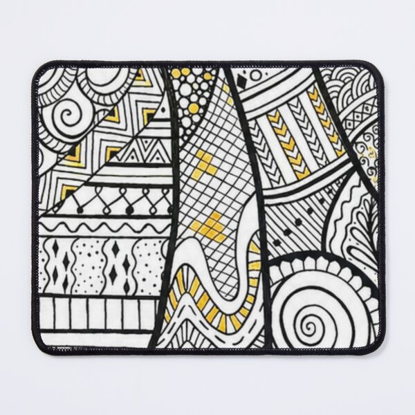 Item preview, Structured Chaos – Black, White and Gold Doodle Art designed and sold by Ceylo Art.