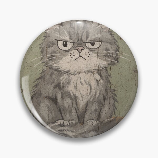 Item preview, Fluffy Grey Persian Cat Sulking Right After a Bath Folk Art designed and sold by PictorialWhimsy.