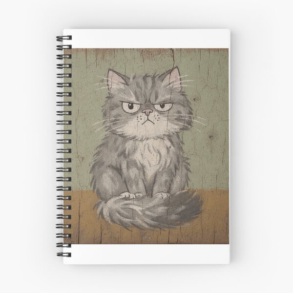 Item preview, Fluffy Grey Persian Cat Sulking Right After a Bath Folk Art designed and sold by PictorialWhimsy.