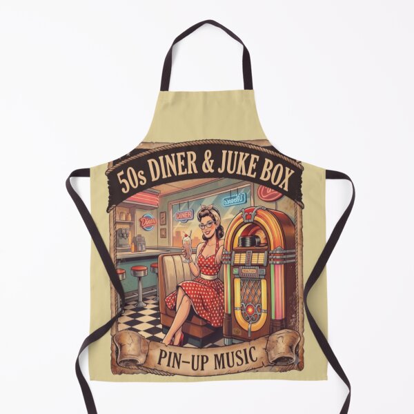 Item preview, 50s Diner Pin Up Girl Jukebox Vintage Americana Art designed and sold by Normandy Road Heritage™ - Vintage Garage Art.