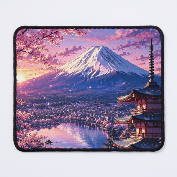 Item preview, Mount Fuji Sakura Japan - Japanese Pagoda and Cherry Blossom Landscape designed and sold by CzipipitoStudio.