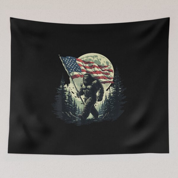 Item preview, Big Foot Bigfoot Sasquatch American Flag Patriotic 4th July designed and sold by thesameperson45.