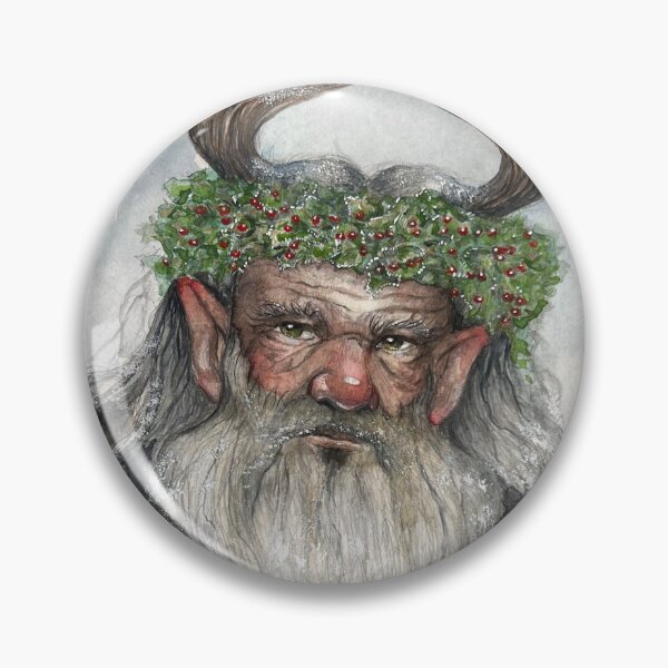 Item preview, The Holly King – Yule Winter Solstice Watercolor Illustration designed and sold by SaskiaFranken.