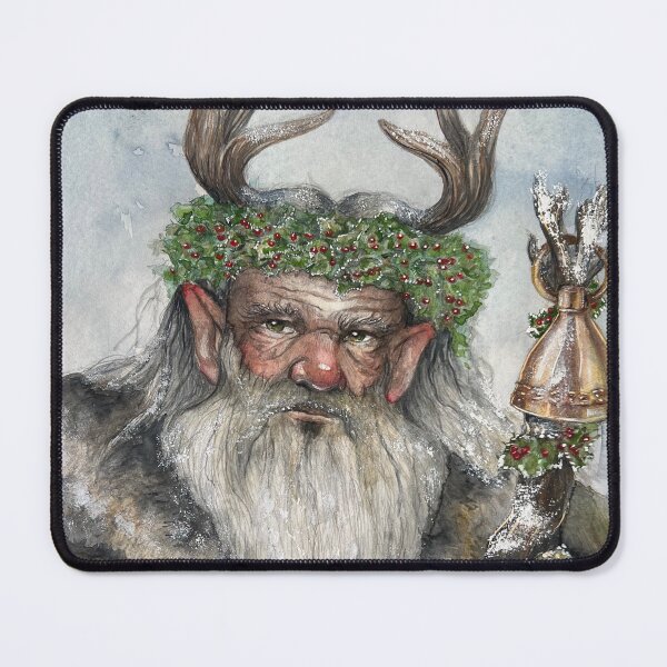 Item preview, The Holly King – Yule Winter Solstice Watercolor Illustration designed and sold by SaskiaFranken.