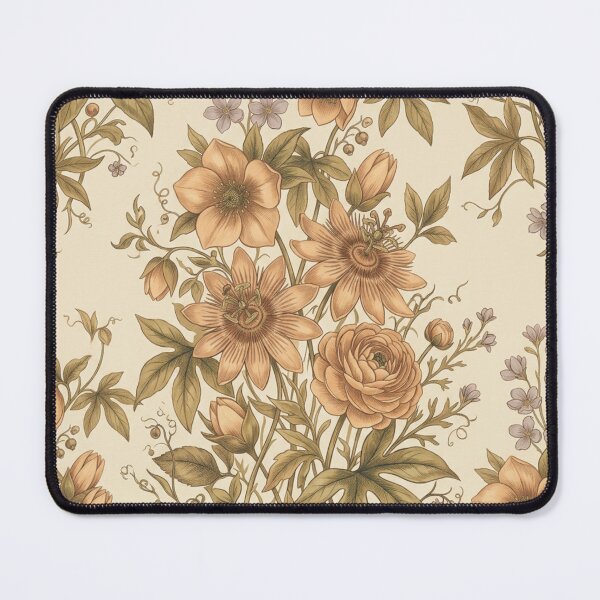 Item preview, Victorian Botanical Engraving Pattern – Amber Floral Art Print – Cottagecore Botanical Design – Antique Passionflower Art – Vintage Cream Floral designed and sold by @SHINTOSARTSTORE.