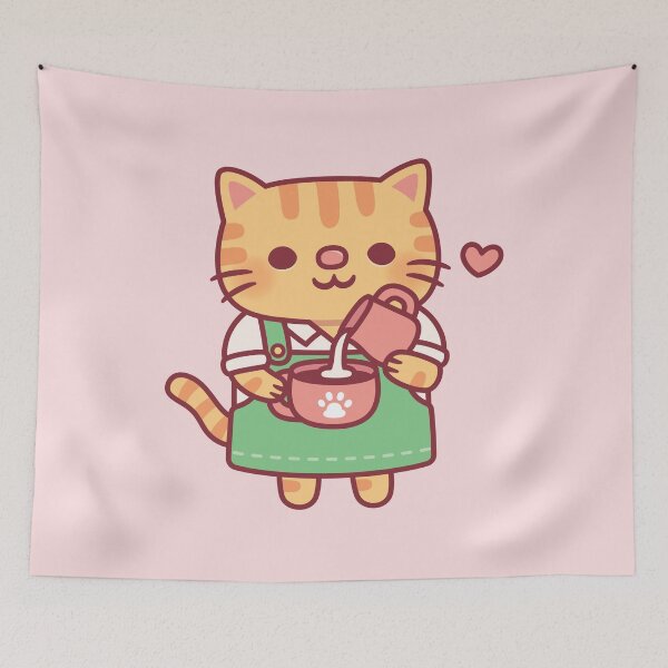 Item preview, Cute Ginger Cat Barista Making Coffee Latte Art designed and sold by rustydoodle.