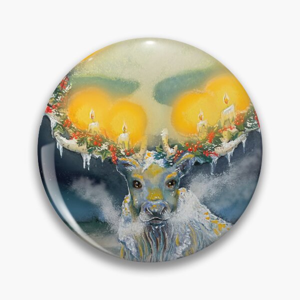 Item preview, Yule Deer with Eight Candles – Magical Winter Solstice Christmas Illustration designed and sold by SaskiaFranken.
